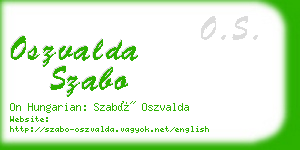 oszvalda szabo business card